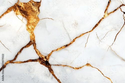 Stunning Marble Surface With Intricate Golden Cracks for Elegant Interior Des...