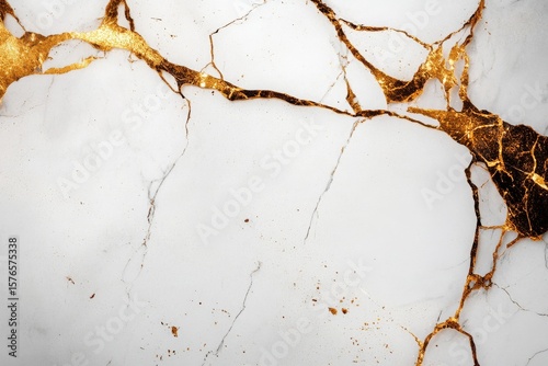 Elegant Marble Texture With Gold Veins Creating a Luxurious Appearance in a C...