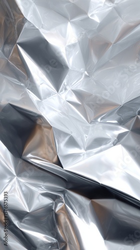 Reflective Surface of Crumpled Aluminum Foil With Shadows