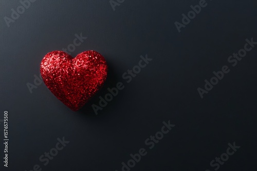 Heart Shaped Glitter Decoration on a Dark Surface for Festive Celebrations