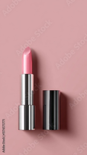 Soft Pink Lipstick Displayed on a Pastel Background for Beauty Enthusiasts an...