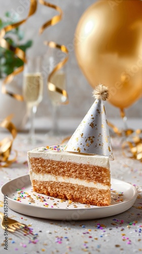 Delightful Layer Cake Slice With Festive Decoration for Special Celebration
