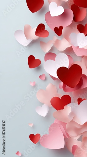 Colorful Hearts Arranged Creatively on a Textured Background for a Romantic T...