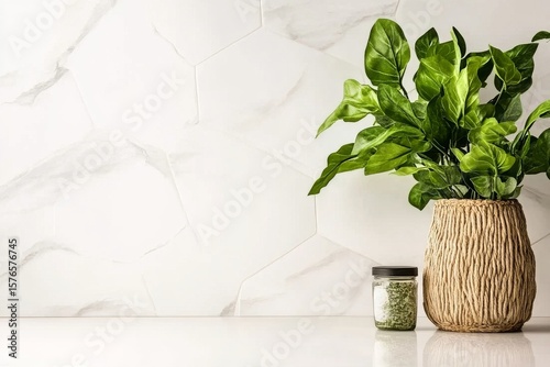 Green Leaves Arranged on a Bright Surface With Shadows During the Afternoon