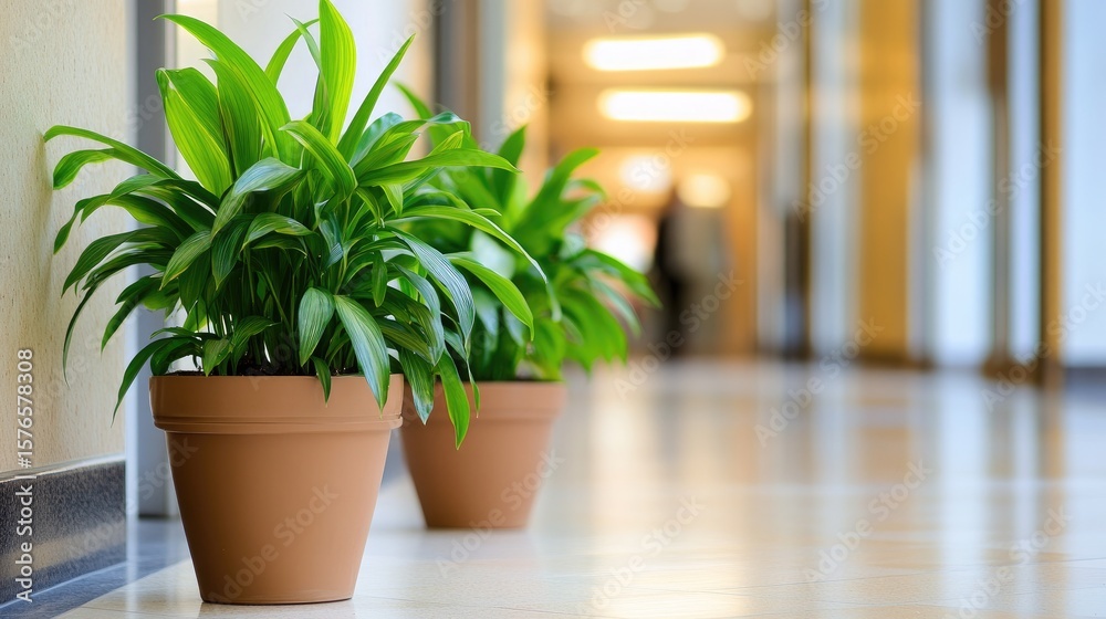 Fototapeta premium Potted plants in hallway decor