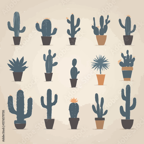 set of cactus icons