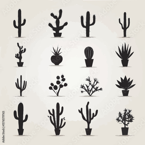 set of cactus icons