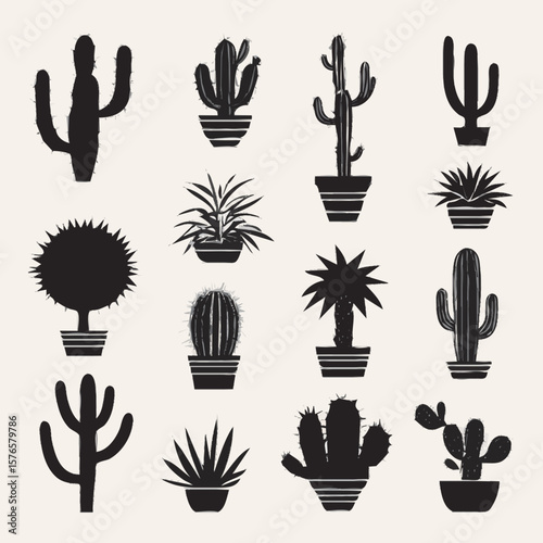 set of cactus icons