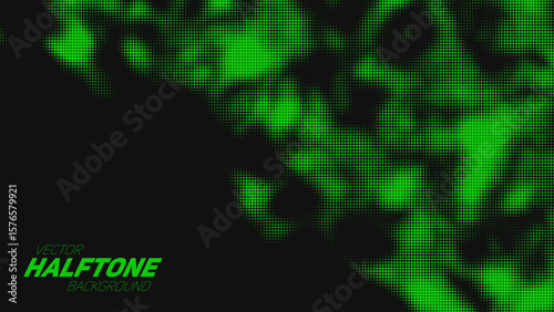 Abstract vector torn green halftone background. Scrathed dotted texture element.