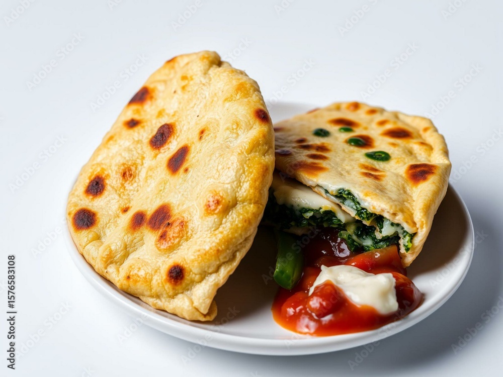 Stuffed Flatbread with Spinach and Cheese Stuffed Flatbread with Spinach and Cheese