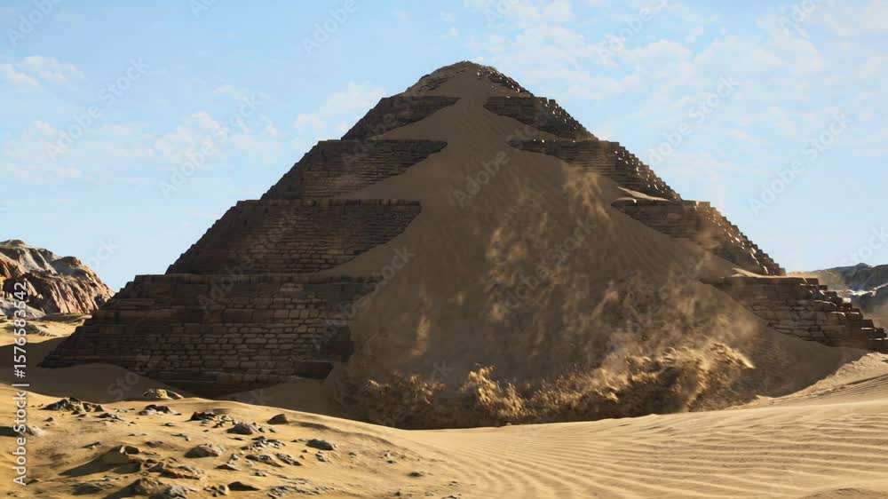 Aerial View of Pyramid and Surrounding Desert | Calm & Serene Visuals