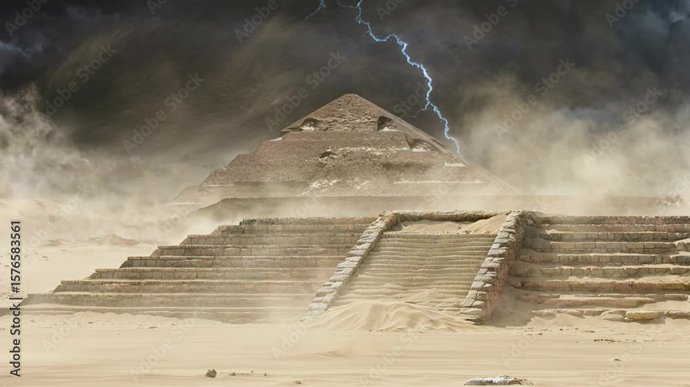 Aerial View of Pyramid and Surrounding Desert | Calm & Serene Visuals