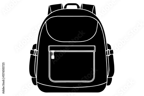 Red business travel suitcase, backpack, and school bag objects isolated on white