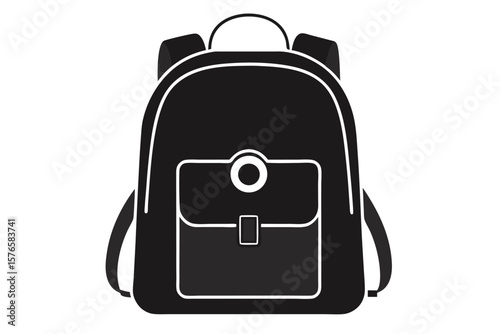Black travel suitcase icon isolated on white, a vector illustration of a business journey baggage case with a handle and lock