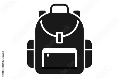 Black briefcase or luggage bag isolated on white background symbol