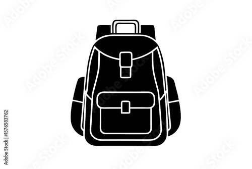 Black business travel suitcase with handle isolated on a white background