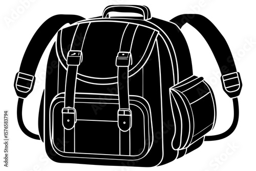 Backpack vector illustration: school bag isolated on white, a symbol of travel, business, or everyday journey equipment