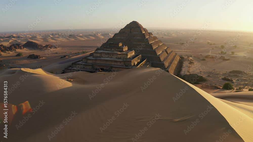 Majestic Pyramid in Desert Landscape | Cinematic 4K Stock Footage