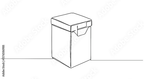 Line art food box mockup in minimalist design on white background  