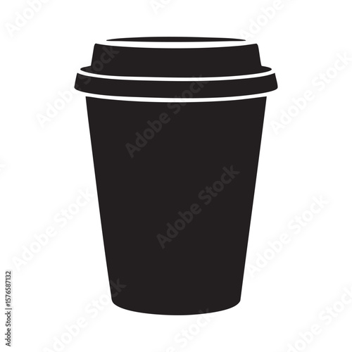 Black And White Coffee Cup Silhouette Vector Illustration