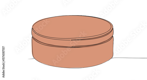 Round clay jewelry box with simple design on a neutral background  
