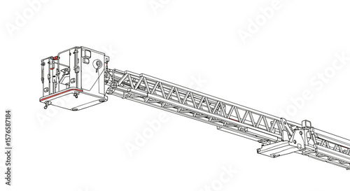 Fire truck ladder mechanism with extendable arm detail  