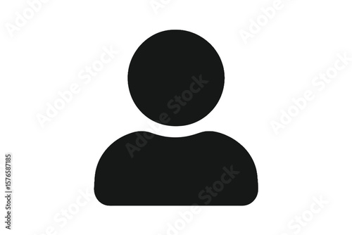 Black human silhouette with circle head and curved shoulders  