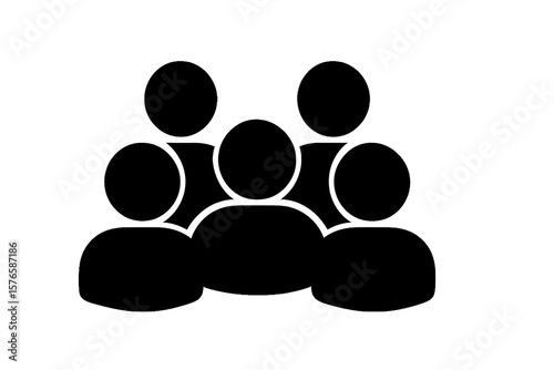 Group of three abstract human figures standing together  