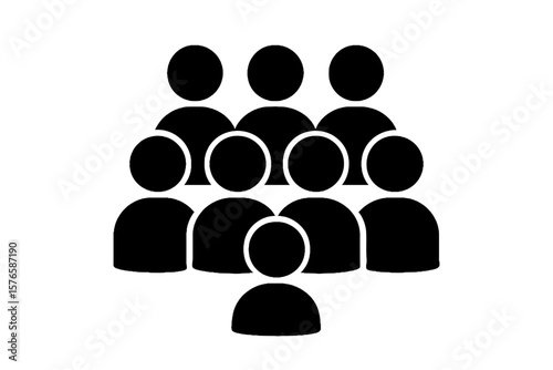 Group of black human silhouettes representing community and teamwork  
