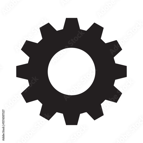 Black Gear Symbol Isolated On White Background Vector Illustration