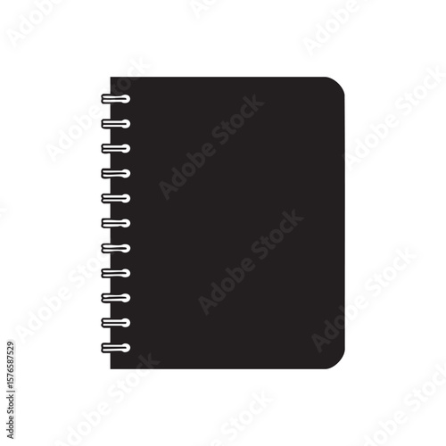 Black Notebook Vector Illustration With Spiral Binding Design