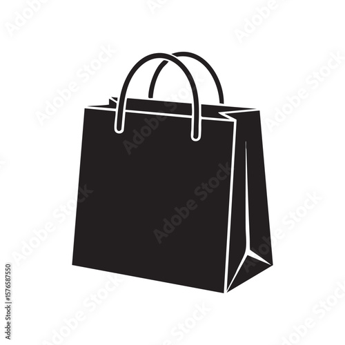 Black Shopping Bag Vector Illustration For Retail And Commerce