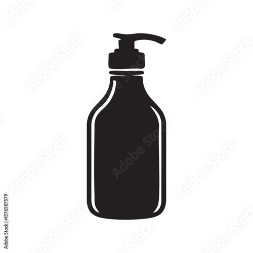 Black Silhouette Of A Bottle With Dispenser For Liquid Soap
