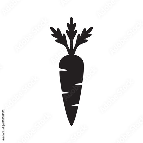 Black Silhouette Of A Carrot Isolated On White Background