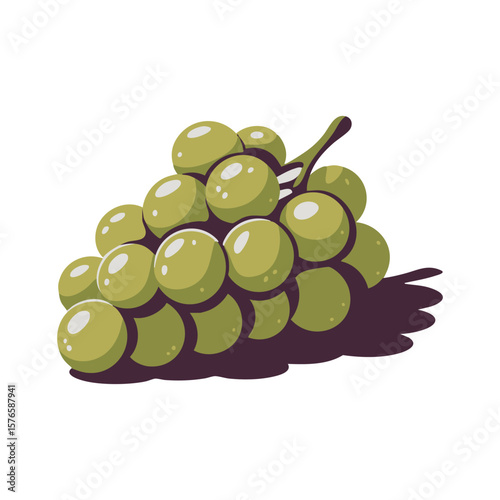 Green Grapes Bunch Illustration Isolated On White Background