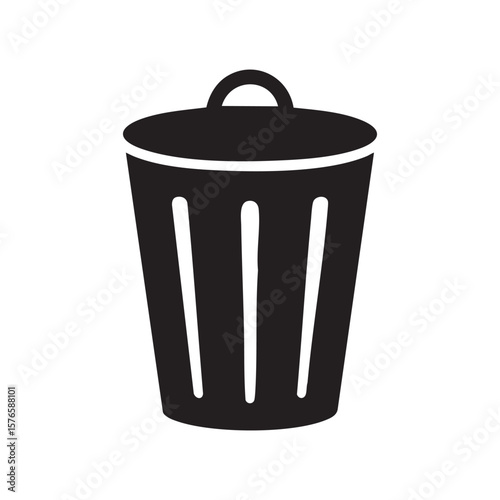 Isolated Trash Can Icon In Simple Black And White Design