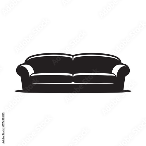 Minimalist Black And White Couch Vector Illustration Design