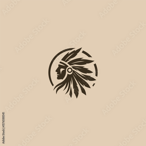 Native American Indian logo in respectful and clean silhouette style.