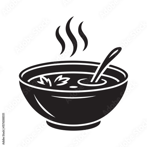 Steaming Hot Soup Bowl With Spoon Vector Illustration