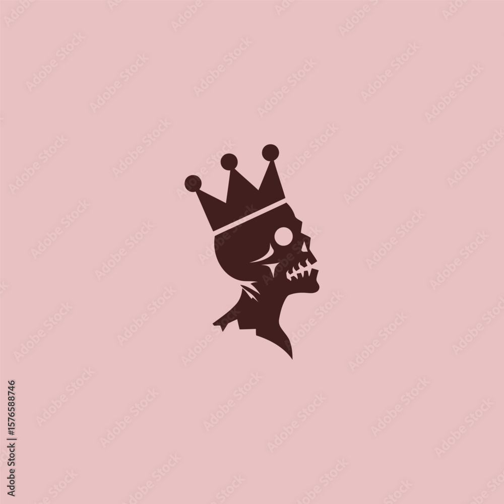 Obraz premium Crowned zombie logo in dark and creative silhouette illustration.