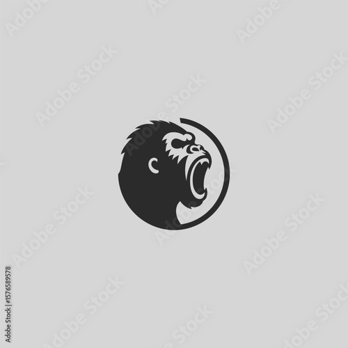 Screaming gorilla logo in strong and expressive silhouette design.