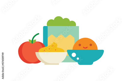 Baby Healthy Food Kids Meal Icon Isolated On White