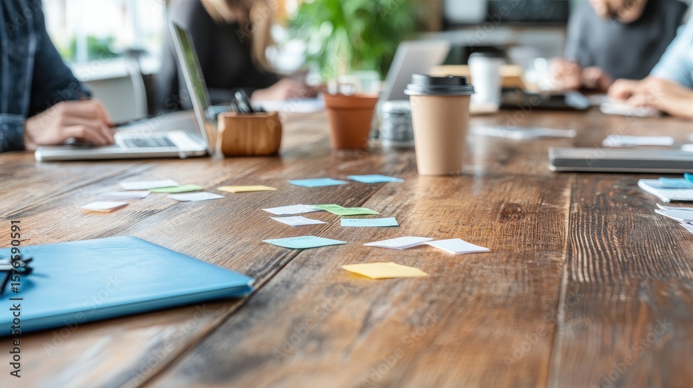 Fototapeta premium Team collaboration at wooden table