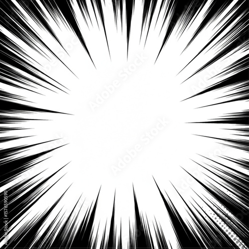 Black and White Radial Comic Speed Lines Background