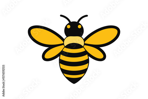 Honeybee Icon Vector Flying On White Background