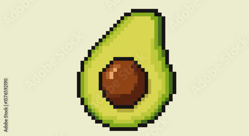 Pixel Art Avocado A Vibrant 8-Bit Illustration of a Healthy Fruit