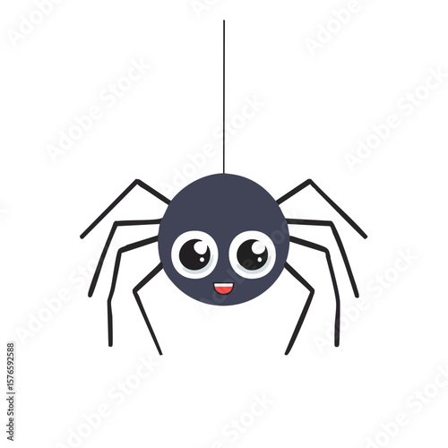 Cute Cartoon Black Spider I...