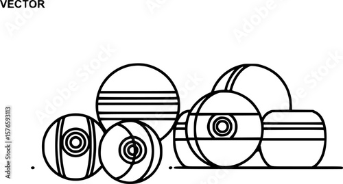 Lawn bowling set outline icon vector
