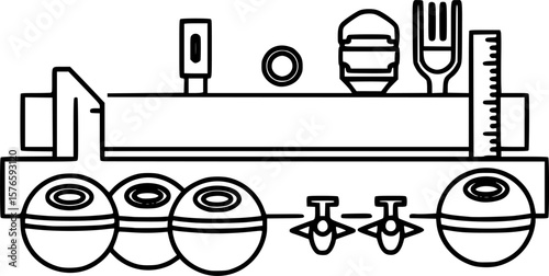 Lawn bowling set outline icon vector
