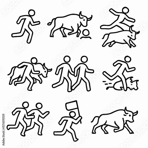 Dynamic Bull Run Illustrations